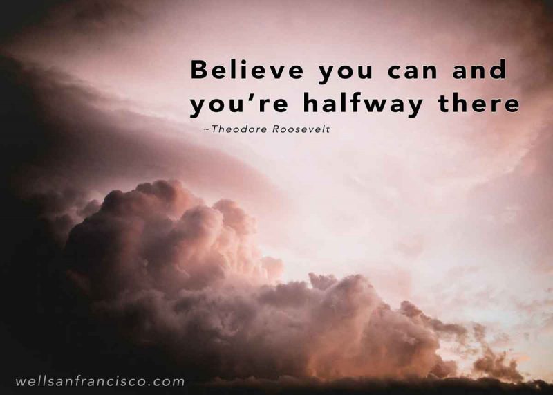 "Believe you can and you're halfway there" quote by Theodore Roosevelt