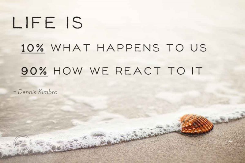 "Life is 10% what happens to us and 90% how we react to it" quote by Dennis Kimbro