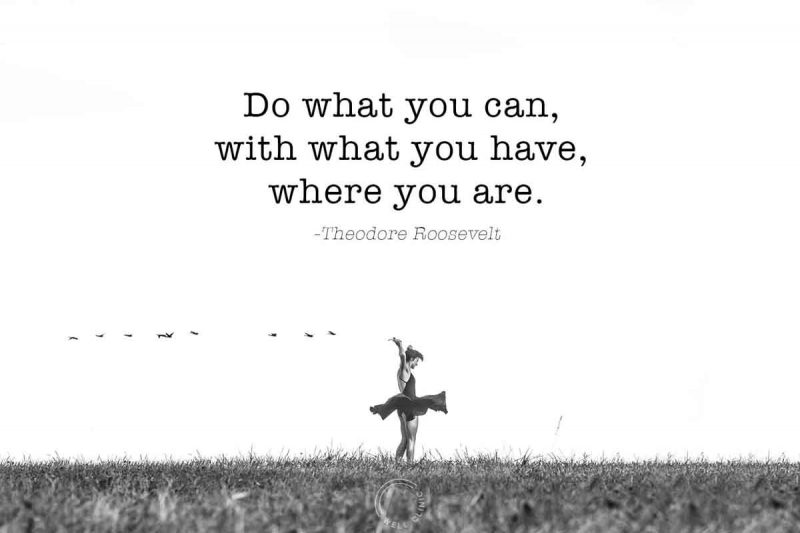 "Do what you can, with what you have, where you are" quote by teddy roosevelt