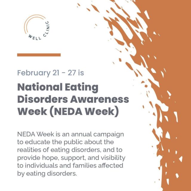 This is National Eating Disorders Awareness Week (NEDA Week). ⁣
⁣
NEDA Week is an annual campaign to educate the public about the realities of eating disorders, and to provide hope, support, and visibility to individuals and families affected by eating disorders.⁣
⁣
At Well Clinic, we offer therapy, online therapy, and psychiatry. We can work together to tackle life's difficult challenges, including eating disorders. ⁣
⁣
See link in bio to schedule a free consult. ⁣
⁣
#eatingdisorderawareness #eatingdisorderrecovery #nationaleatingdisorderawarenessweek #neda #nedaawareness #eatingdisorders #therapist #counseling #mentalhealthrecovery #streetsofsf #mysanfrancisco #recoveryispossible #recoveryisworthit #WellClinic